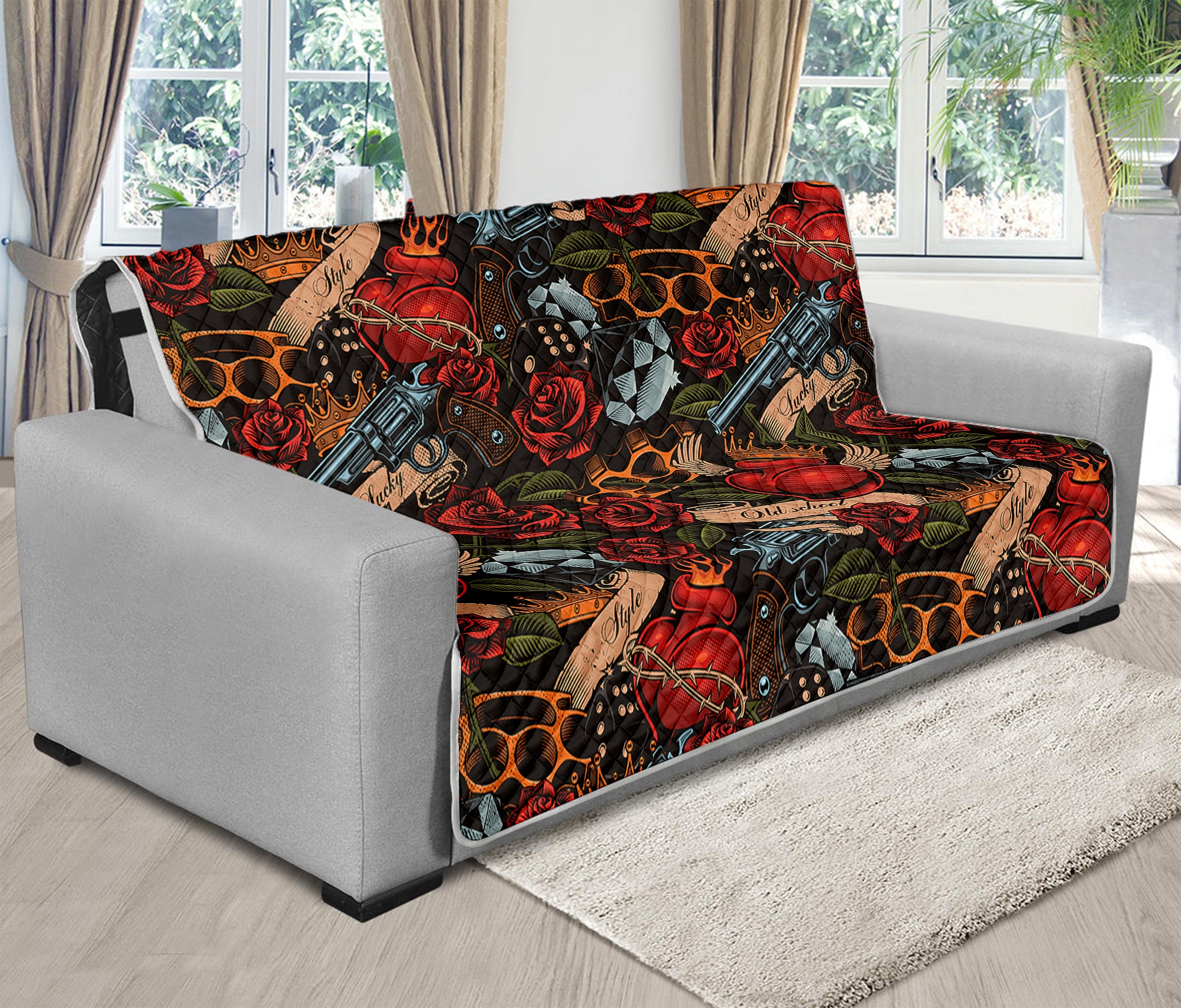 Old School Tattoo Print Futon Protector