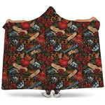 Old School Tattoo Print Hooded Blanket