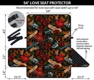 Old School Tattoo Print Loveseat Protector