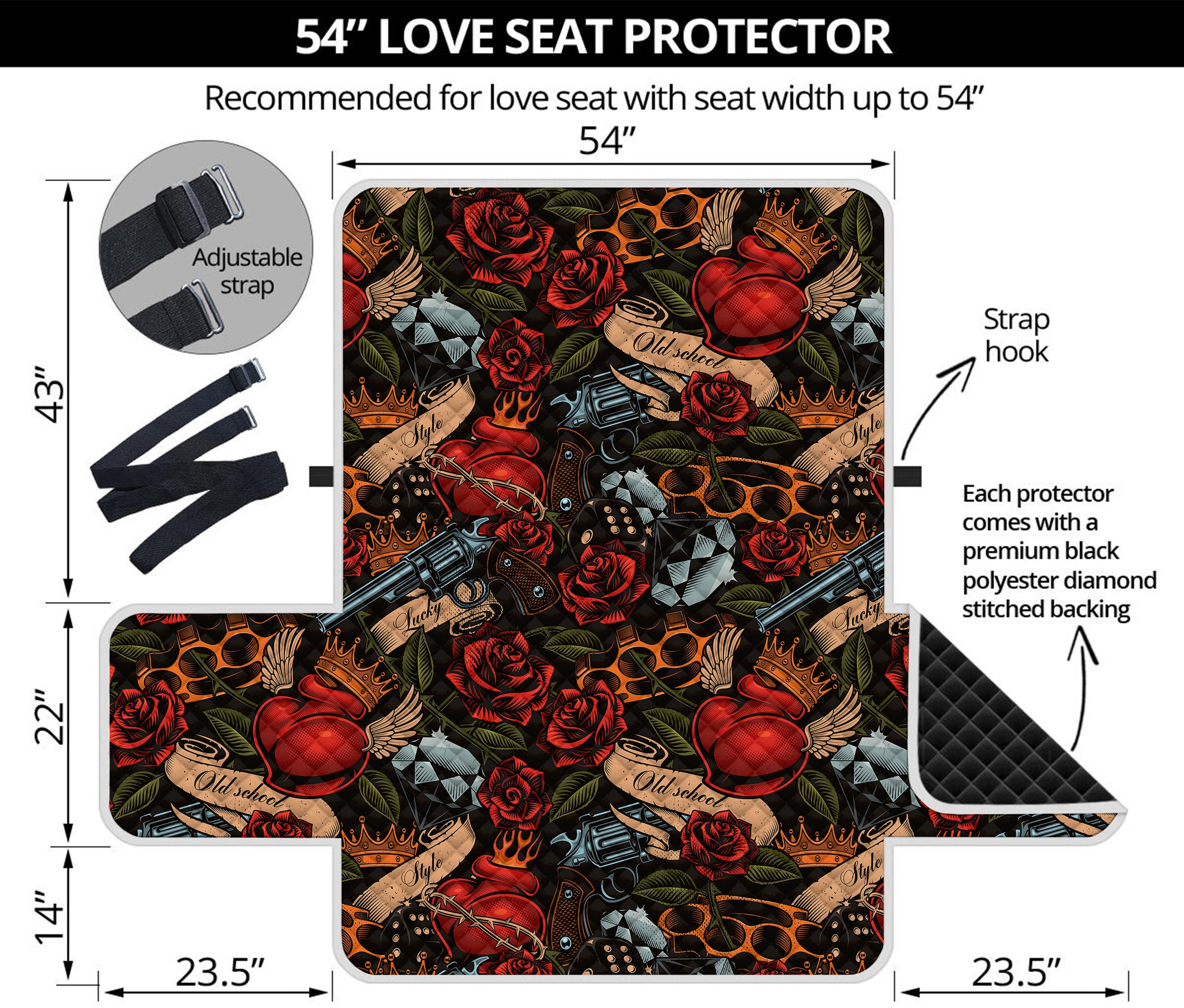 Old School Tattoo Print Loveseat Protector