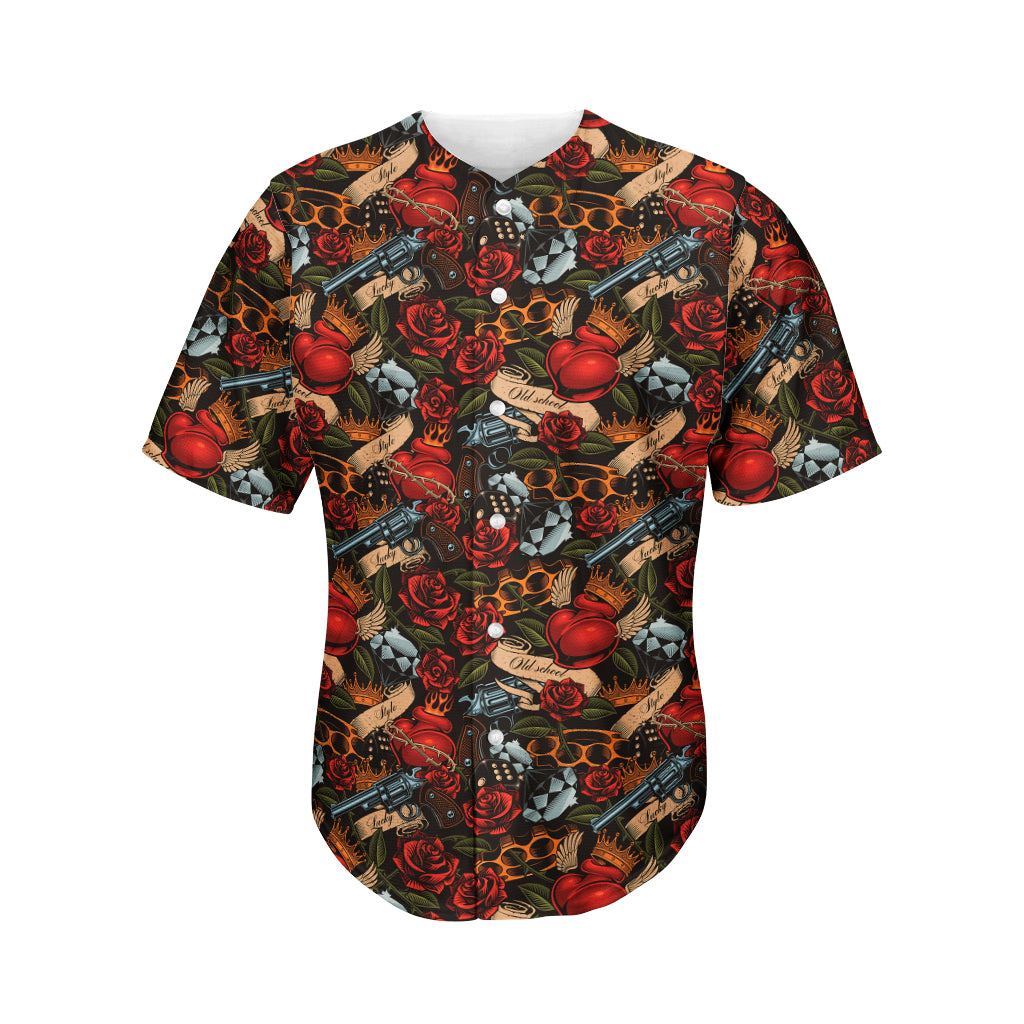 Old School Tattoo Print Men's Baseball Jersey