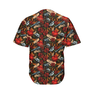 Old School Tattoo Print Men's Baseball Jersey