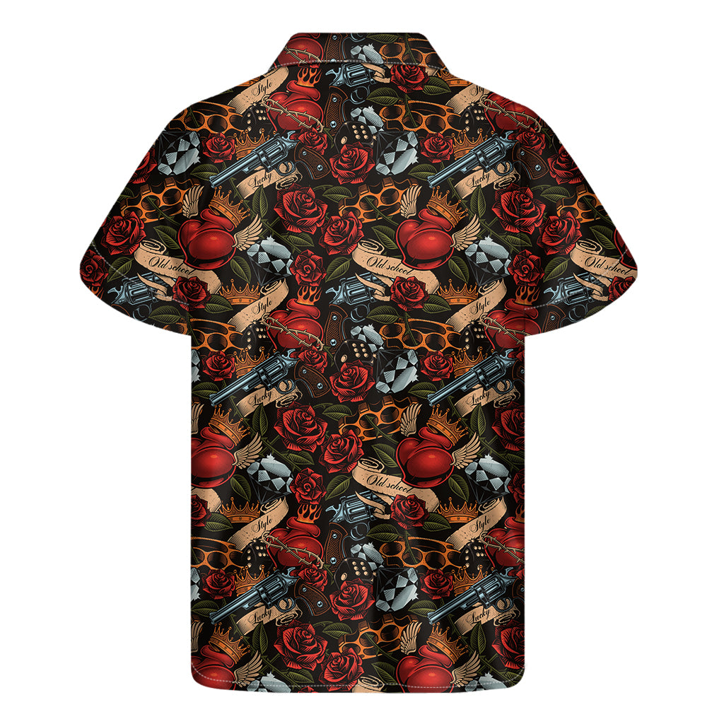 Old School Tattoo Print Men's Short Sleeve Shirt