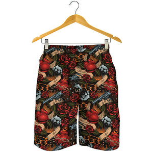 Old School Tattoo Print Men's Shorts