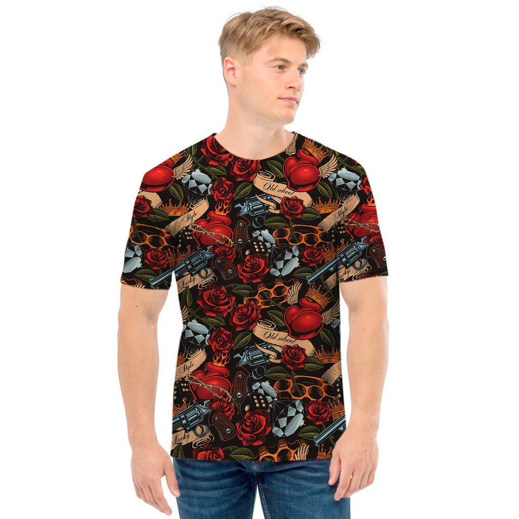 Old School Tattoo Print Men's T-Shirt