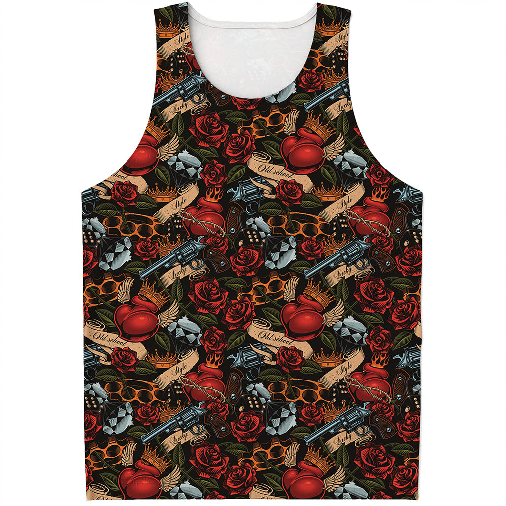 Old School Tattoo Print Men's Tank Top