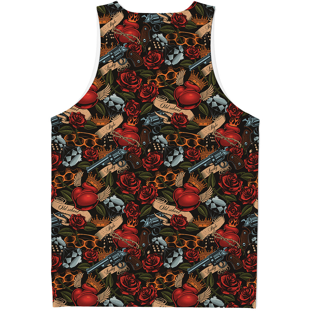 Old School Tattoo Print Men's Tank Top