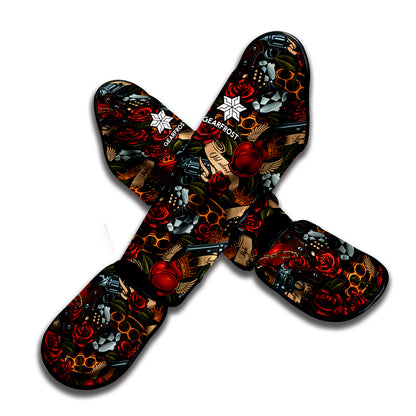Old School Tattoo Print Muay Thai Shin Guard