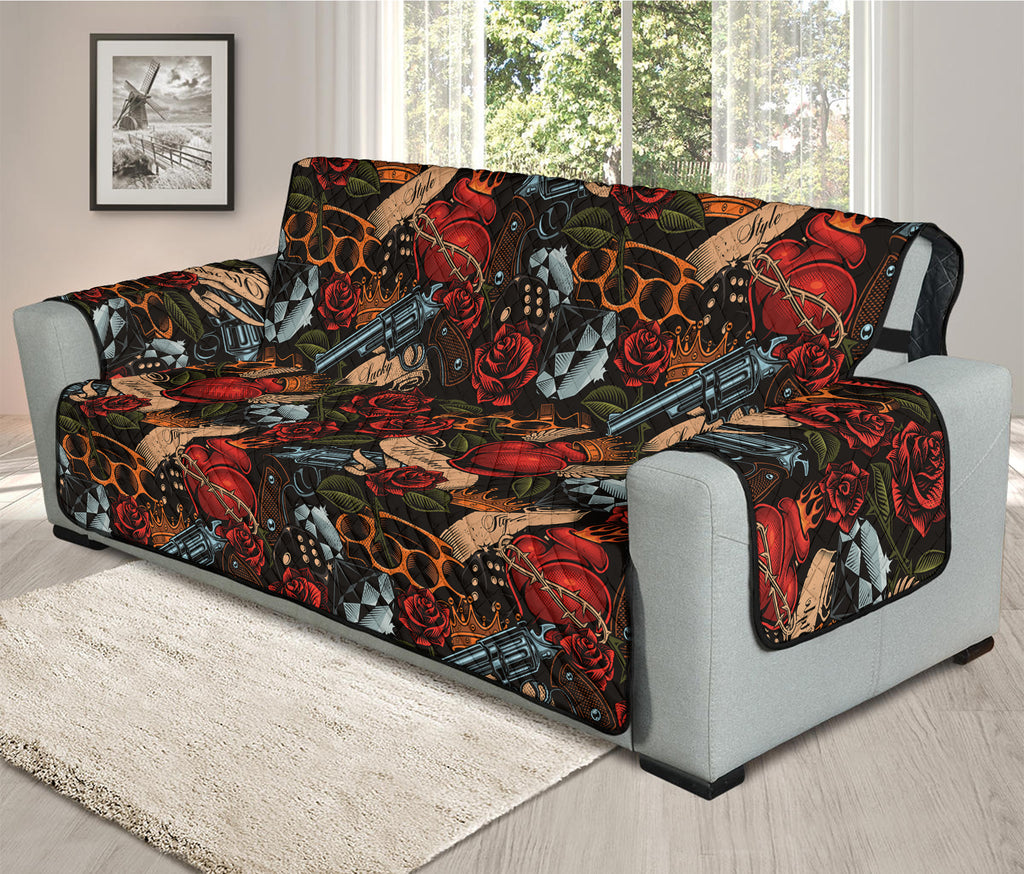 Old School Tattoo Print Oversized Sofa Protector