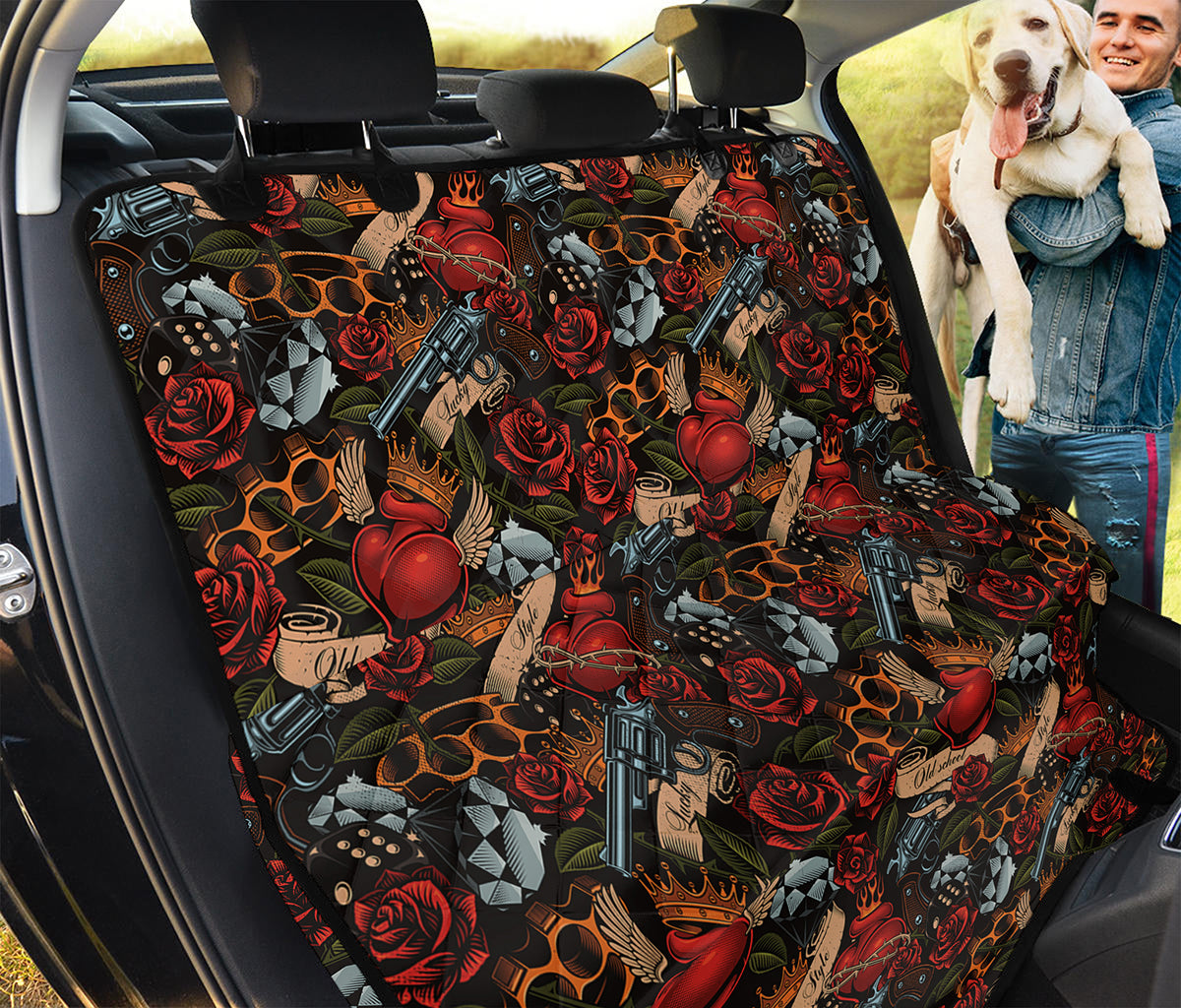 Old School Tattoo Print Pet Car Back Seat Cover