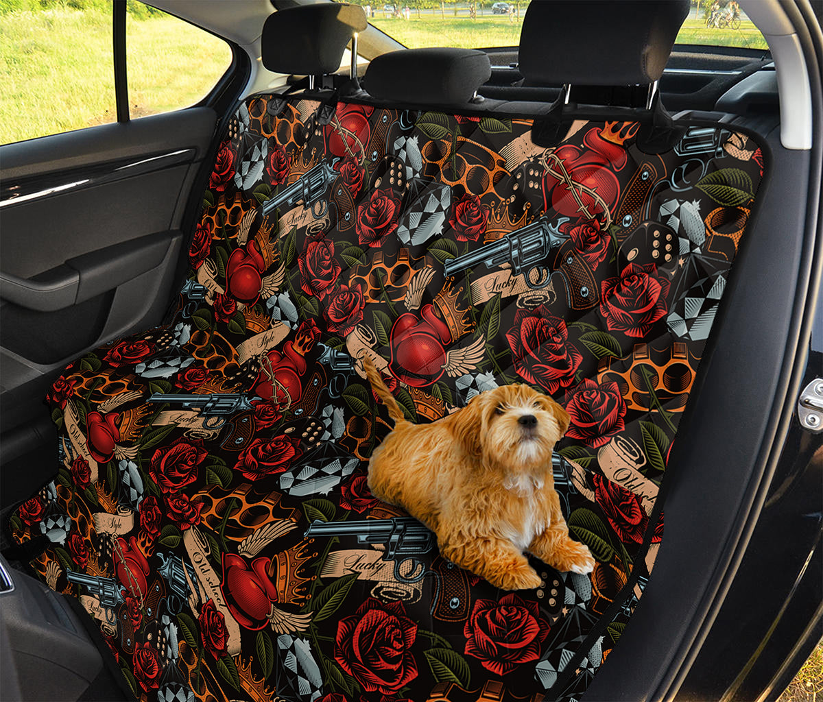 Old School Tattoo Print Pet Car Back Seat Cover