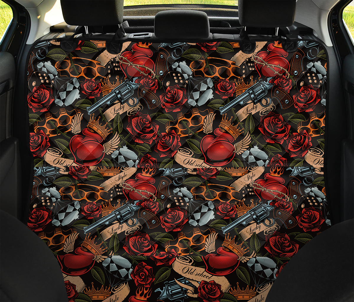 Old School Tattoo Print Pet Car Back Seat Cover