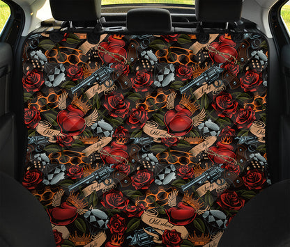 Old School Tattoo Print Pet Car Back Seat Cover