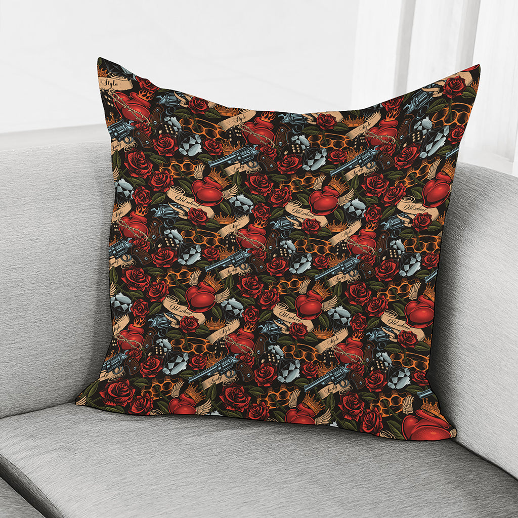 Old School Tattoo Print Pillow Cover