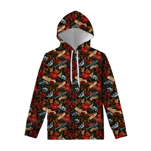 Old School Tattoo Print Pullover Hoodie