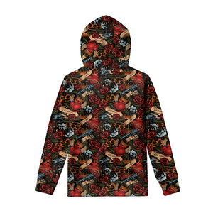 Old School Tattoo Print Pullover Hoodie