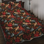 Old School Tattoo Print Quilt Bed Set