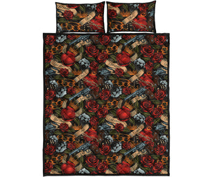 Old School Tattoo Print Quilt Bed Set