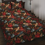 Old School Tattoo Print Quilt Bed Set