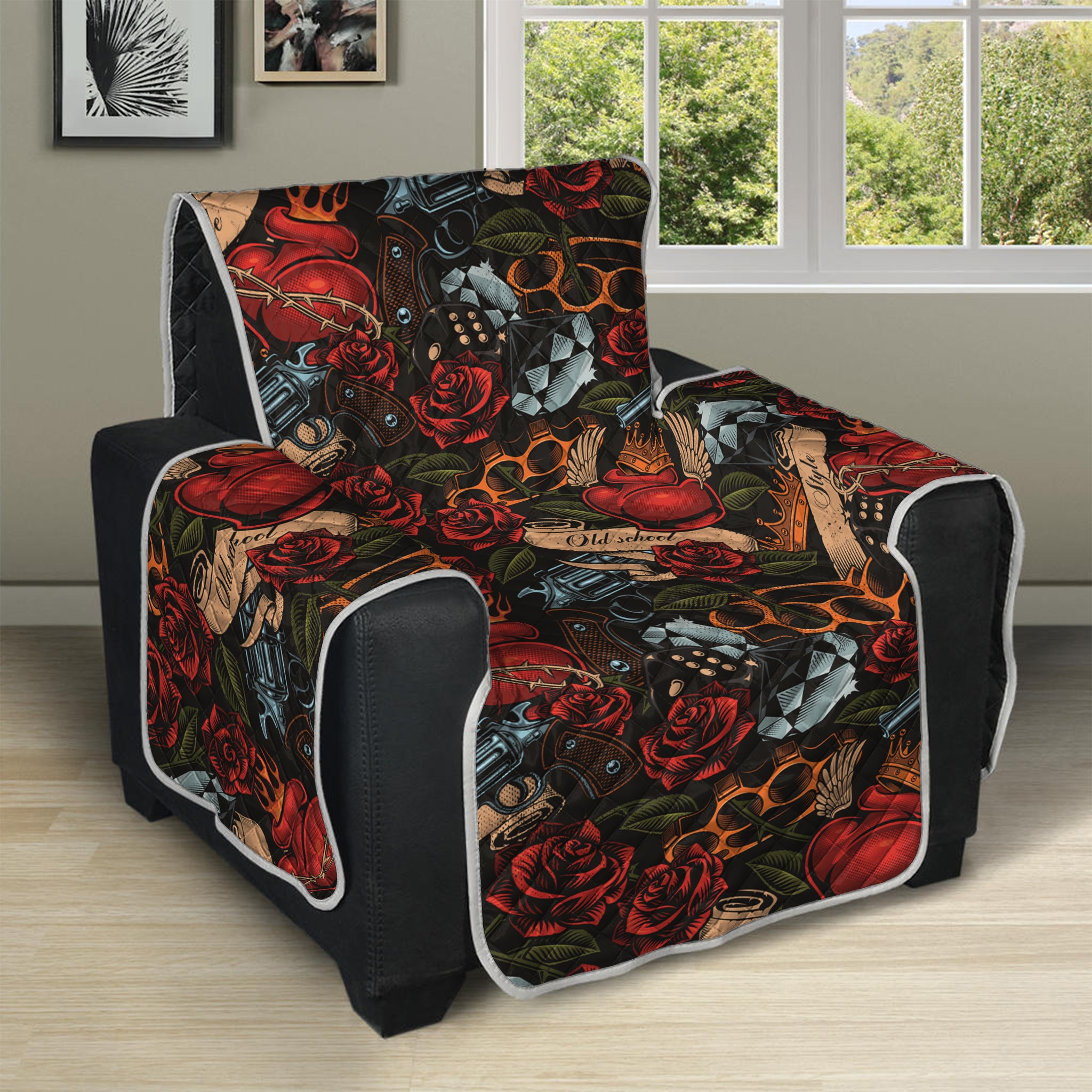 Old School Tattoo Print Recliner Protector