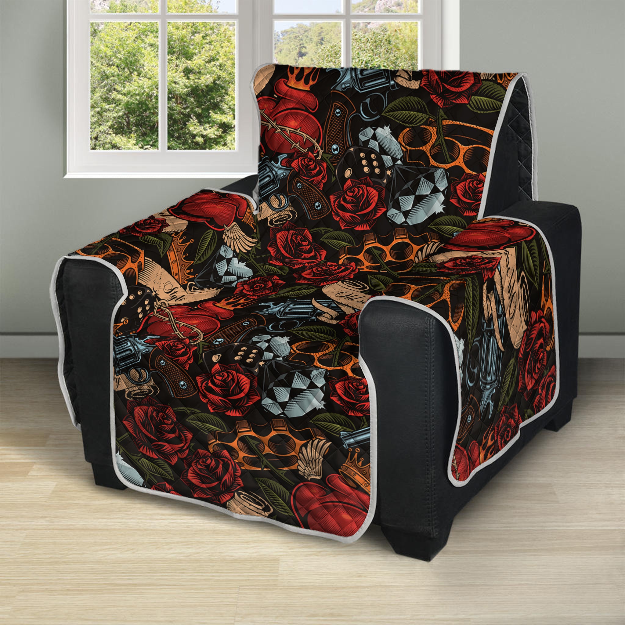 Old School Tattoo Print Recliner Protector