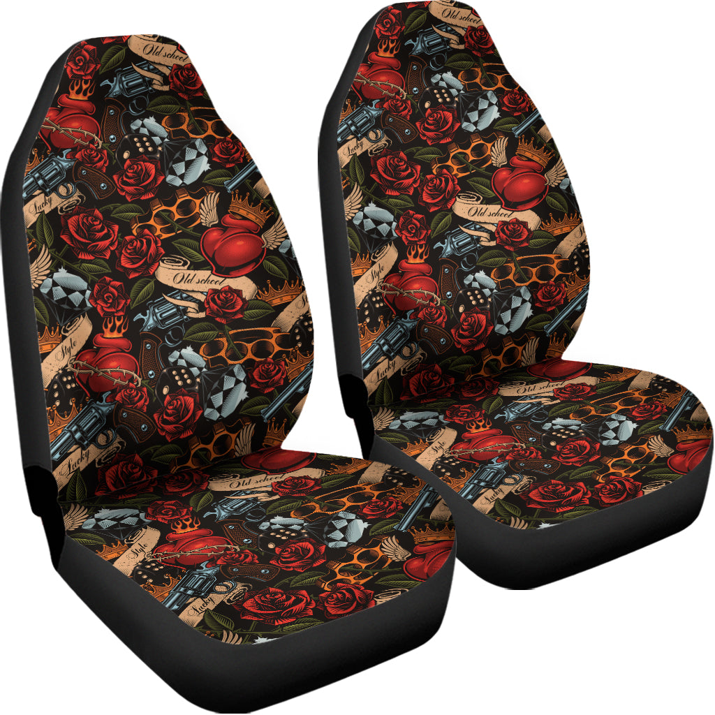 Old School Tattoo Print Universal Fit Car Seat Covers