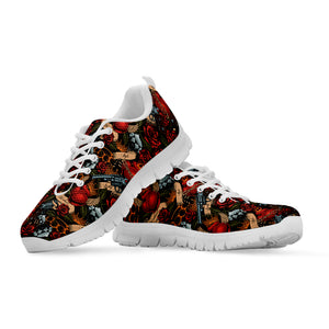 Old School Tattoo Print White Sneakers