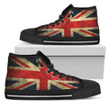 Old Union Jack British Flag Print Black High Top Sneakers