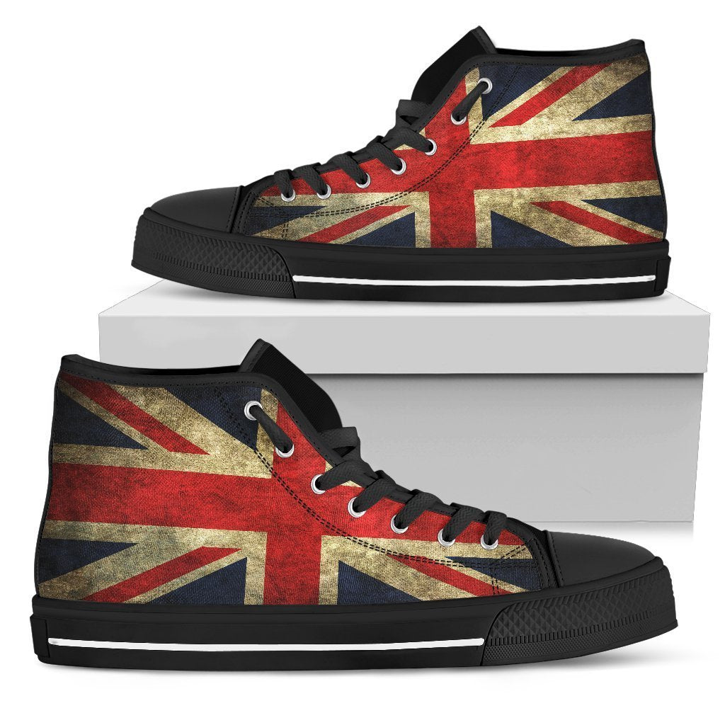 Old Union Jack British Flag Print Men's High Top Shoes GearFrost