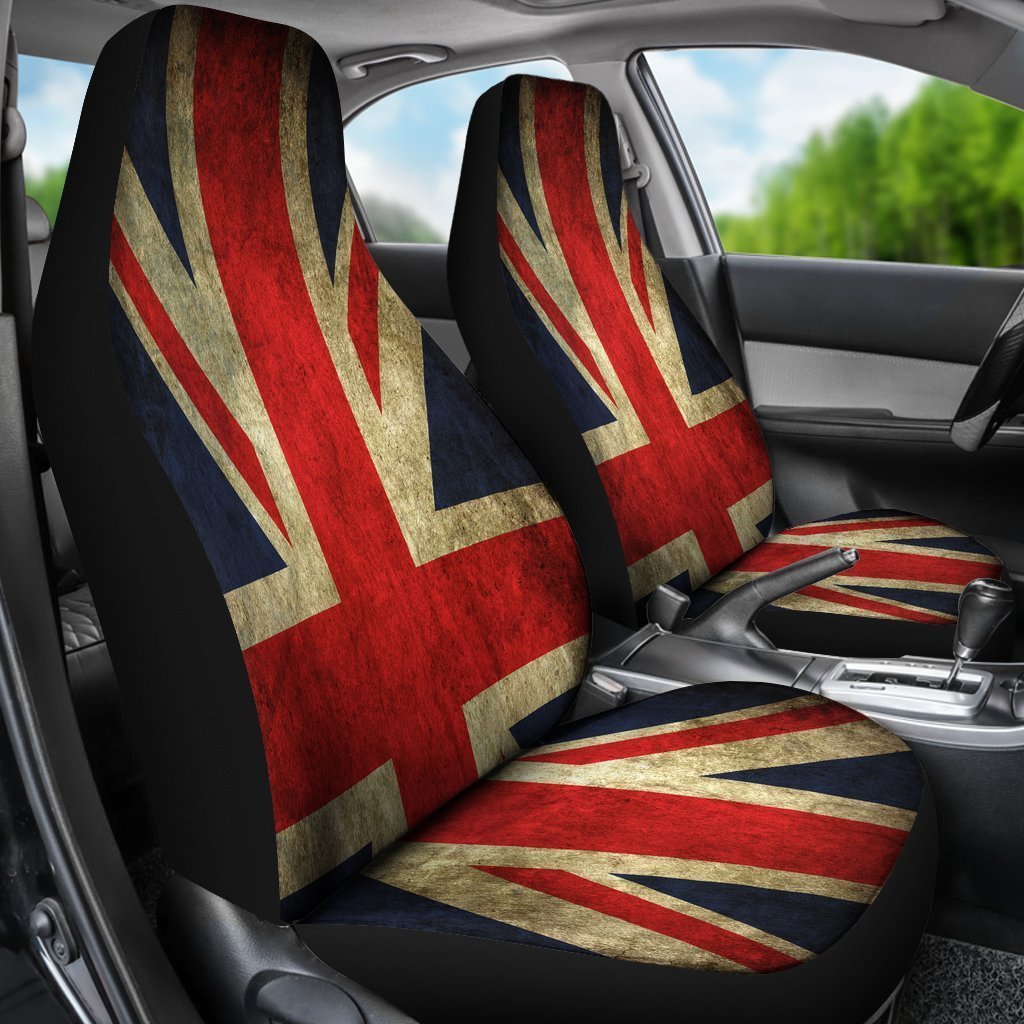 Old Union Jack British Flag Print Universal Fit Car Seat Covers GearFrost