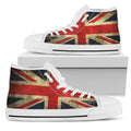 Old Union Jack British Flag Print White High Top Sneakers