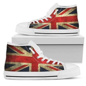 Old Union Jack British Flag Print Women's High Top Shoes GearFrost