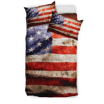 Old Wrinkled American Flag Patriotic Duvet Cover Bedding Set GearFrost