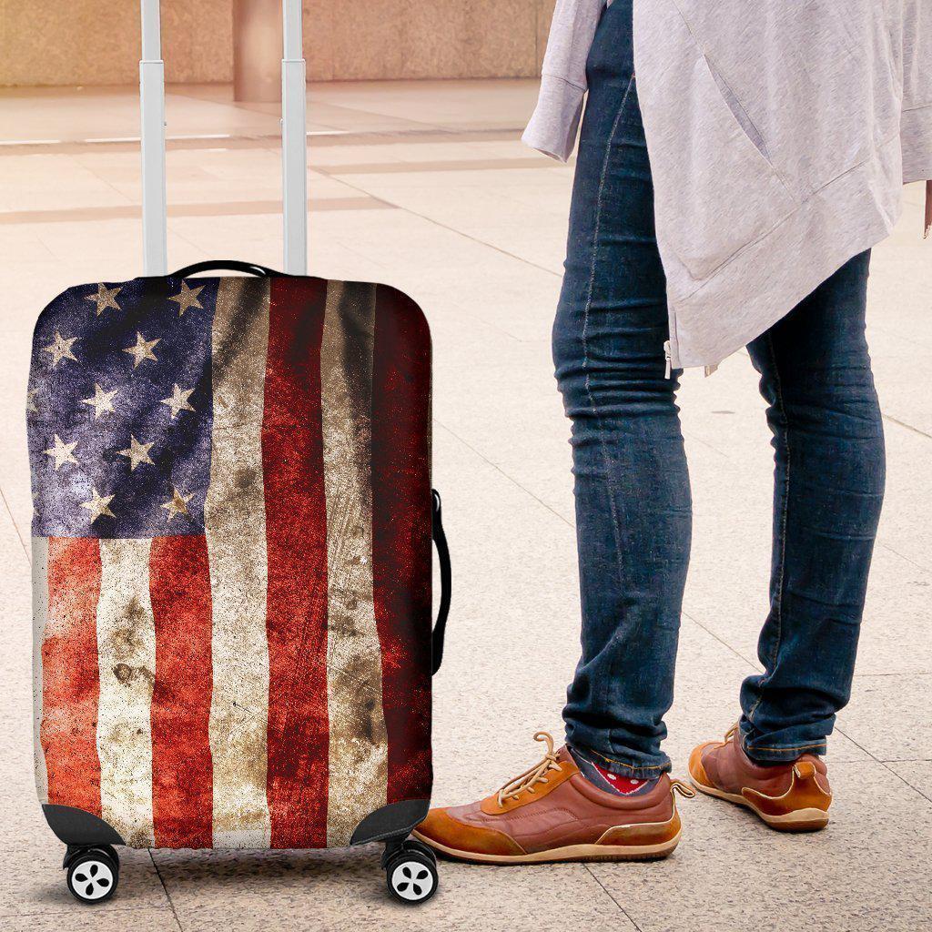 Old Wrinkled American Flag Patriotic Luggage Cover GearFrost