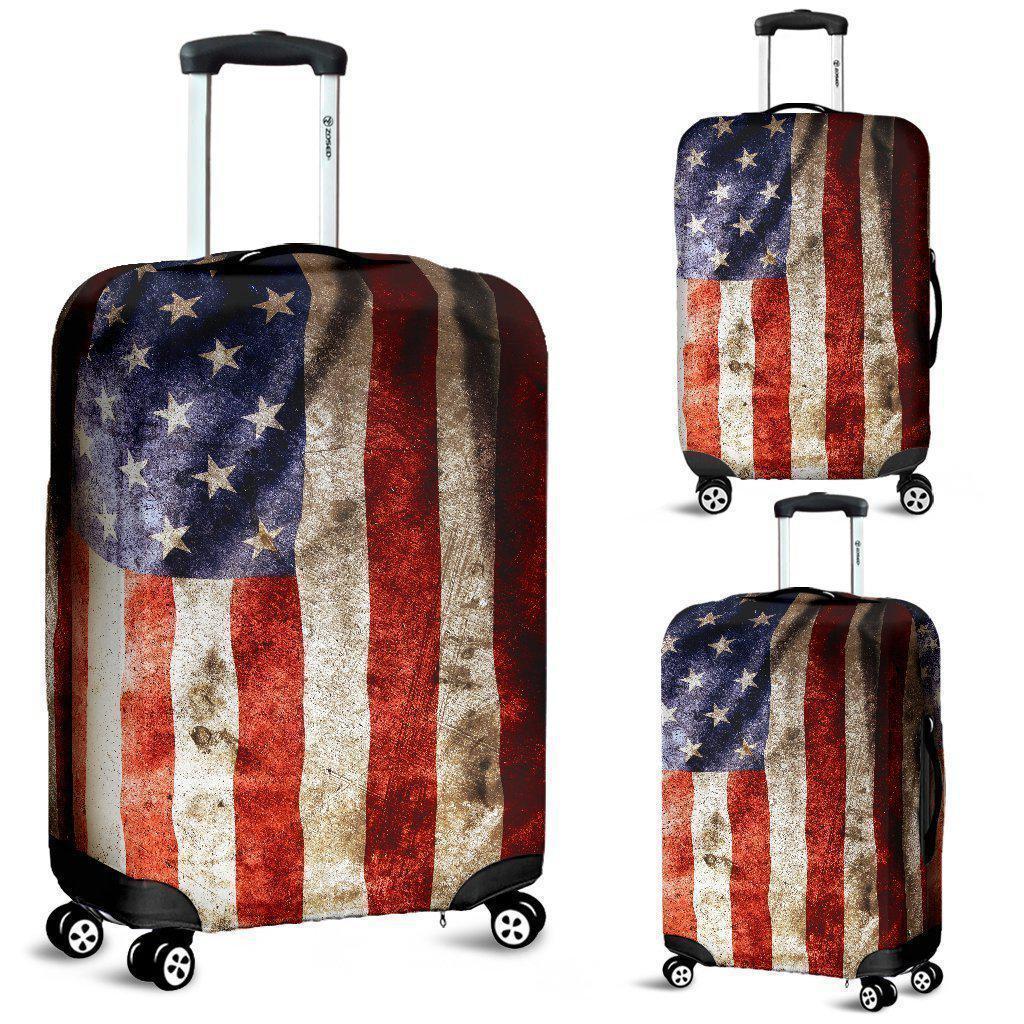 Old Wrinkled American Flag Patriotic Luggage Cover GearFrost