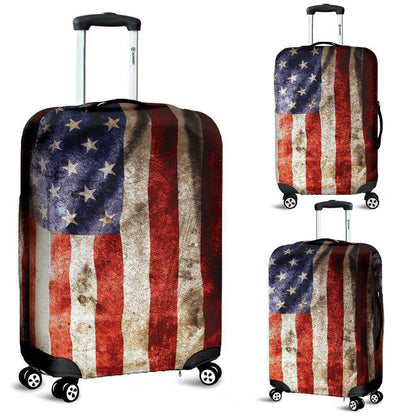 Old Wrinkled American Flag Patriotic Luggage Cover GearFrost