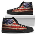 Old Wrinkled American Flag Patriotic Black High Top Sneakers