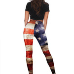 Old Wrinkled American Flag Patriotic Women's Leggings GearFrost