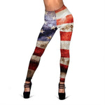 Old Wrinkled American Flag Patriotic Women's Leggings GearFrost