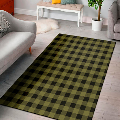 Olive Green Buffalo Check Pattern Print Area Rug