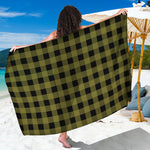 Olive Green Buffalo Check Pattern Print Beach Sarong Wrap