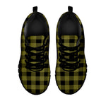 Olive Green Buffalo Check Pattern Print Black Sneakers