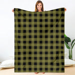 Olive Green Buffalo Check Pattern Print Blanket