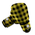 Olive Green Buffalo Check Pattern Print Boxing Gloves