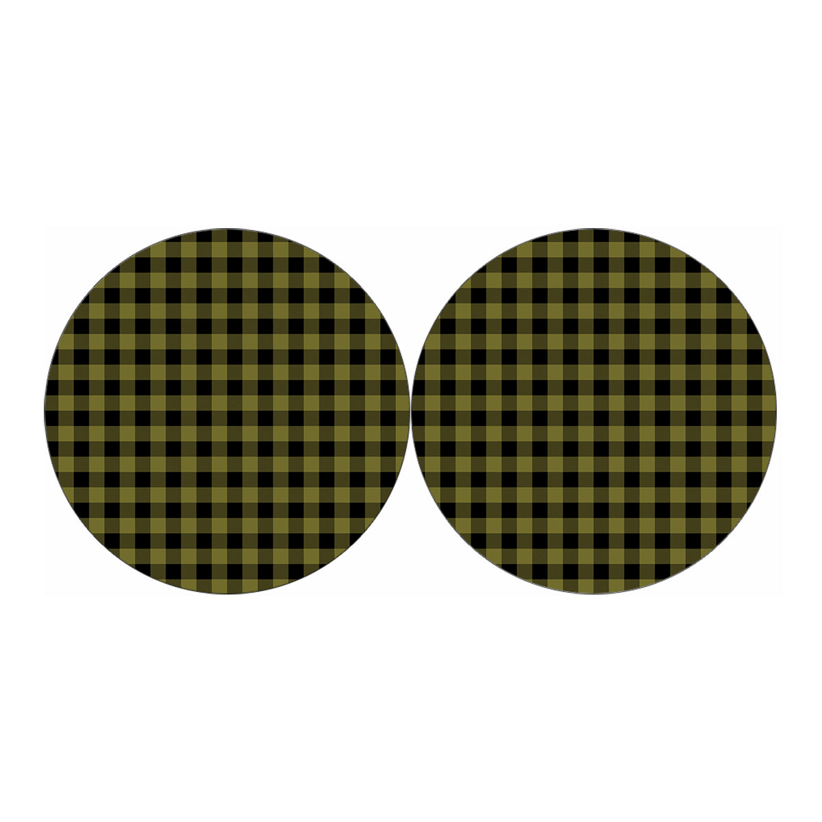 Olive Green Buffalo Check Pattern Print Car Coasters
