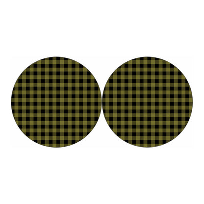 Olive Green Buffalo Check Pattern Print Car Coasters