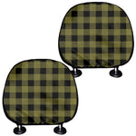 Olive Green Buffalo Check Pattern Print Car Headrest Covers