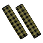 Olive Green Buffalo Check Pattern Print Car Seat Belt Covers