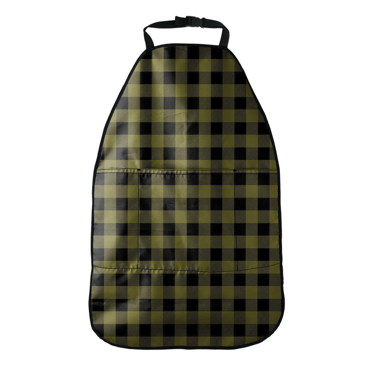 Olive Green Buffalo Check Pattern Print Car Seat Organizers
