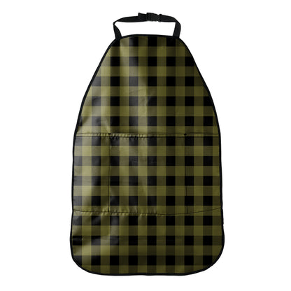 Olive Green Buffalo Check Pattern Print Car Seat Organizers